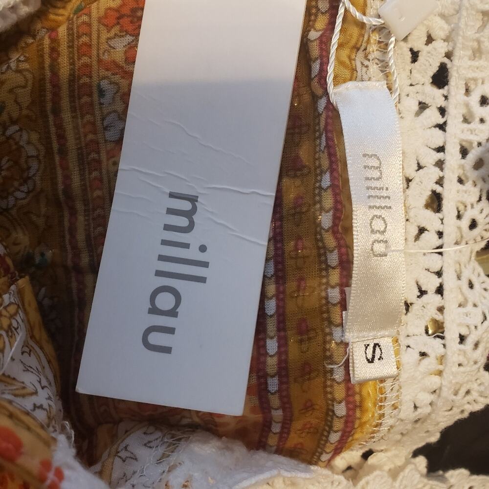 Millau Orange star crochet crop festival boho tank top size small - Picture 10 of 13